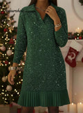 Casual long-sleeved polo collar dress