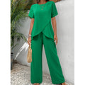 Short-sleeved pullover crew neck casual irregular suit
