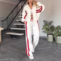 Stylish new color-blocked two-piece spring casual sportswear set