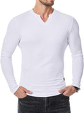 Men's V-neck Ribbed Long-sleeved T-shirt