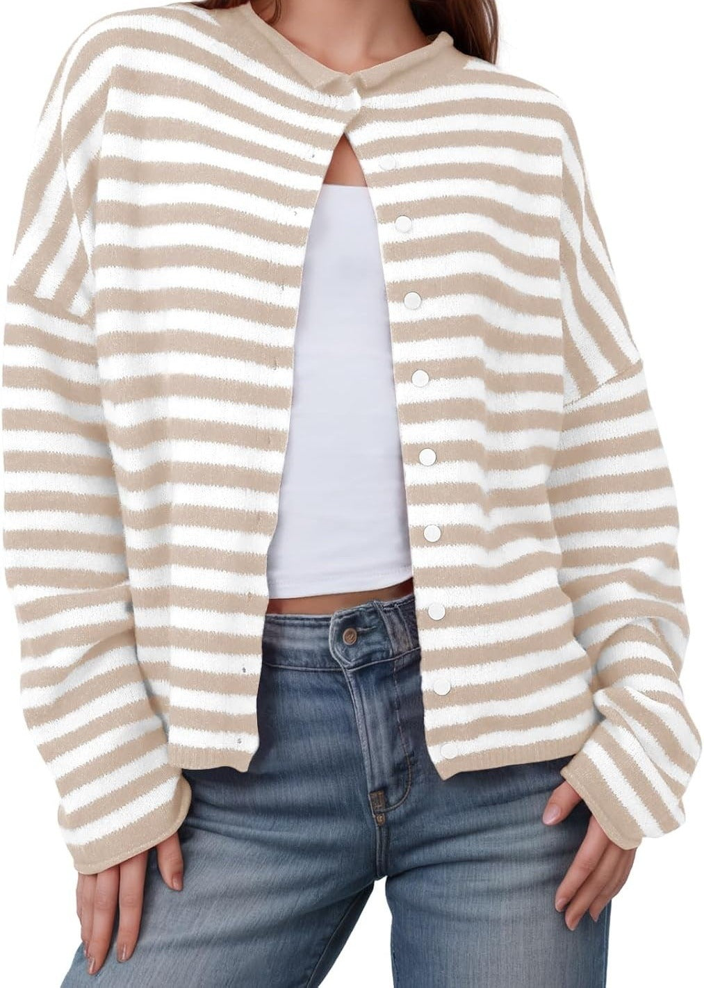 Striped cardigan sweater cardigan