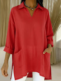 Women's Fashion Solid Color Thin Pocket Shirt