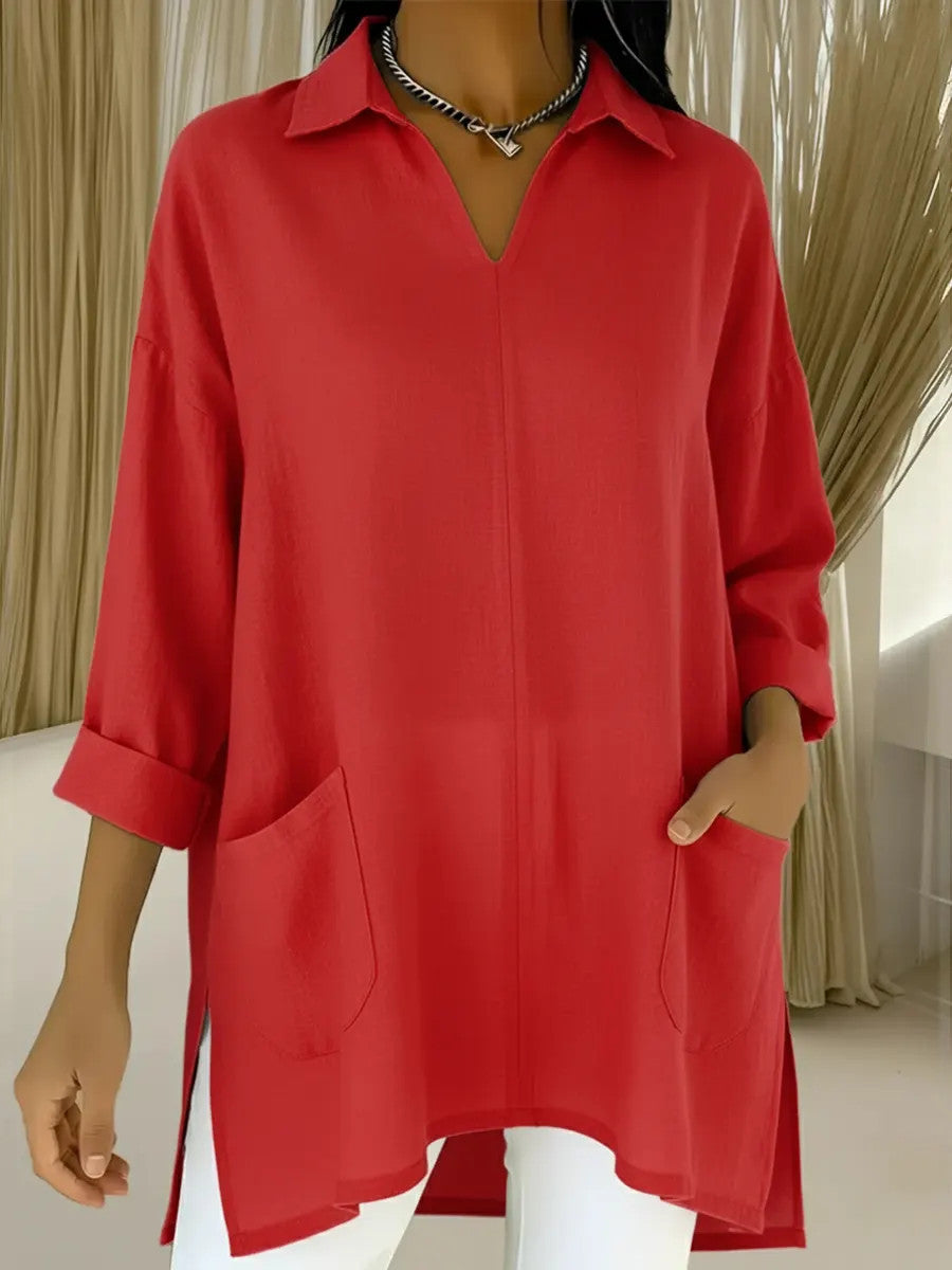 Women's Fashion Solid Color Thin Pocket Shirt