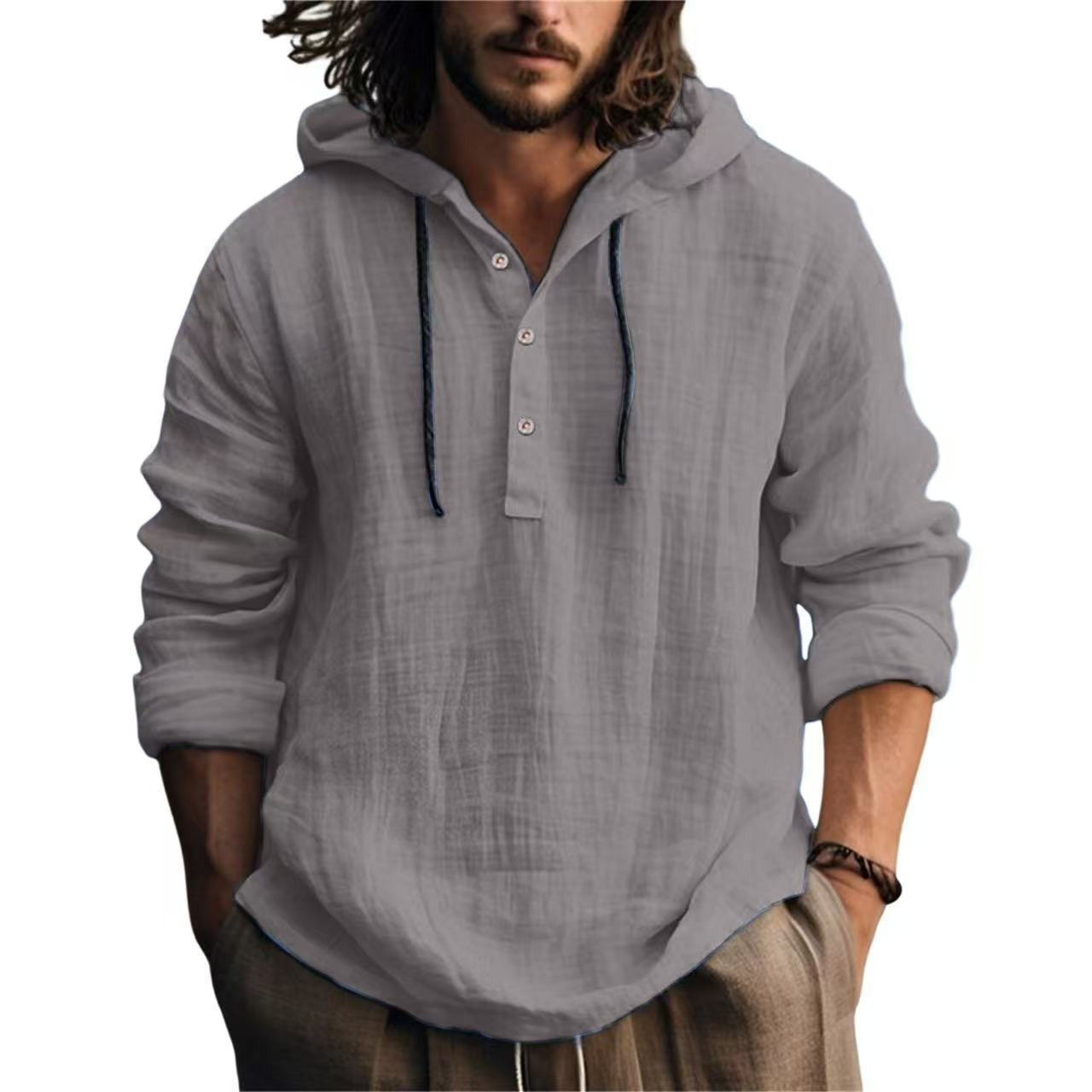 Long-sleeved casual solid color trendy hoodie