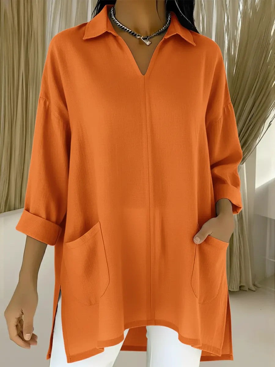 Women's Fashion Solid Color Thin Pocket Shirt