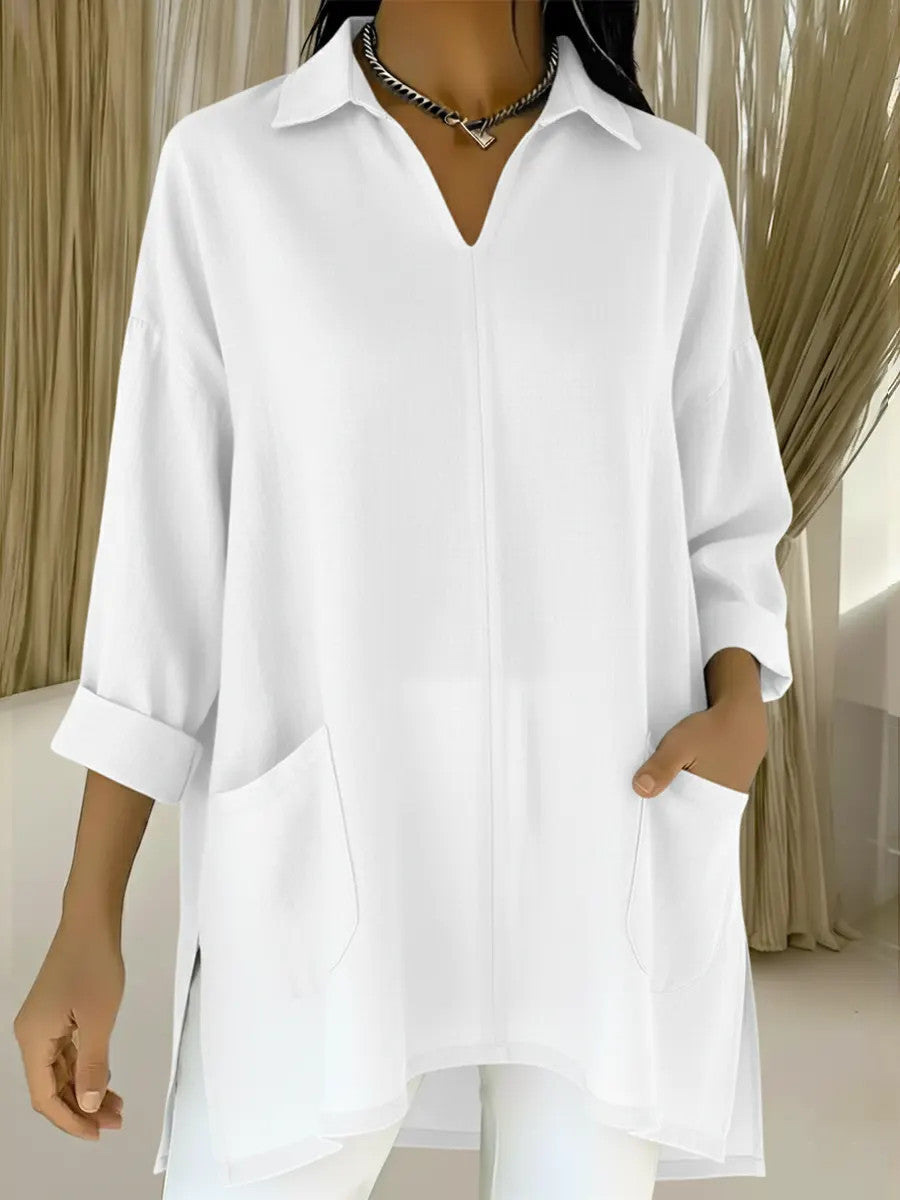 Women's Fashion Solid Color Thin Pocket Shirt