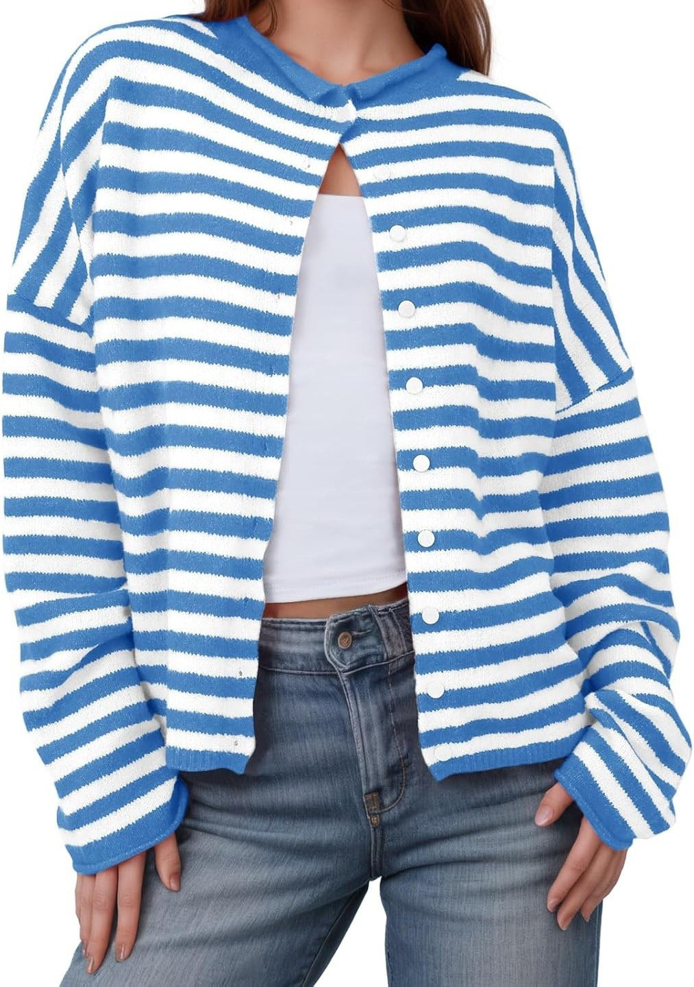 Striped cardigan sweater cardigan