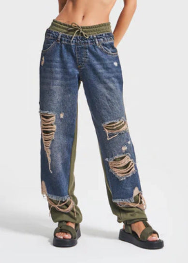 Spring/Summer Trendy Street Style Thin Ripped Jeans