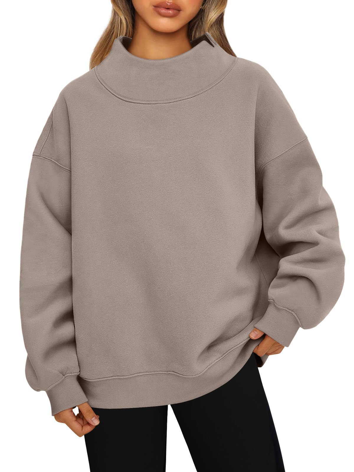 High-neck pullover sweatshirt casual sweatshirt fleece-lined top