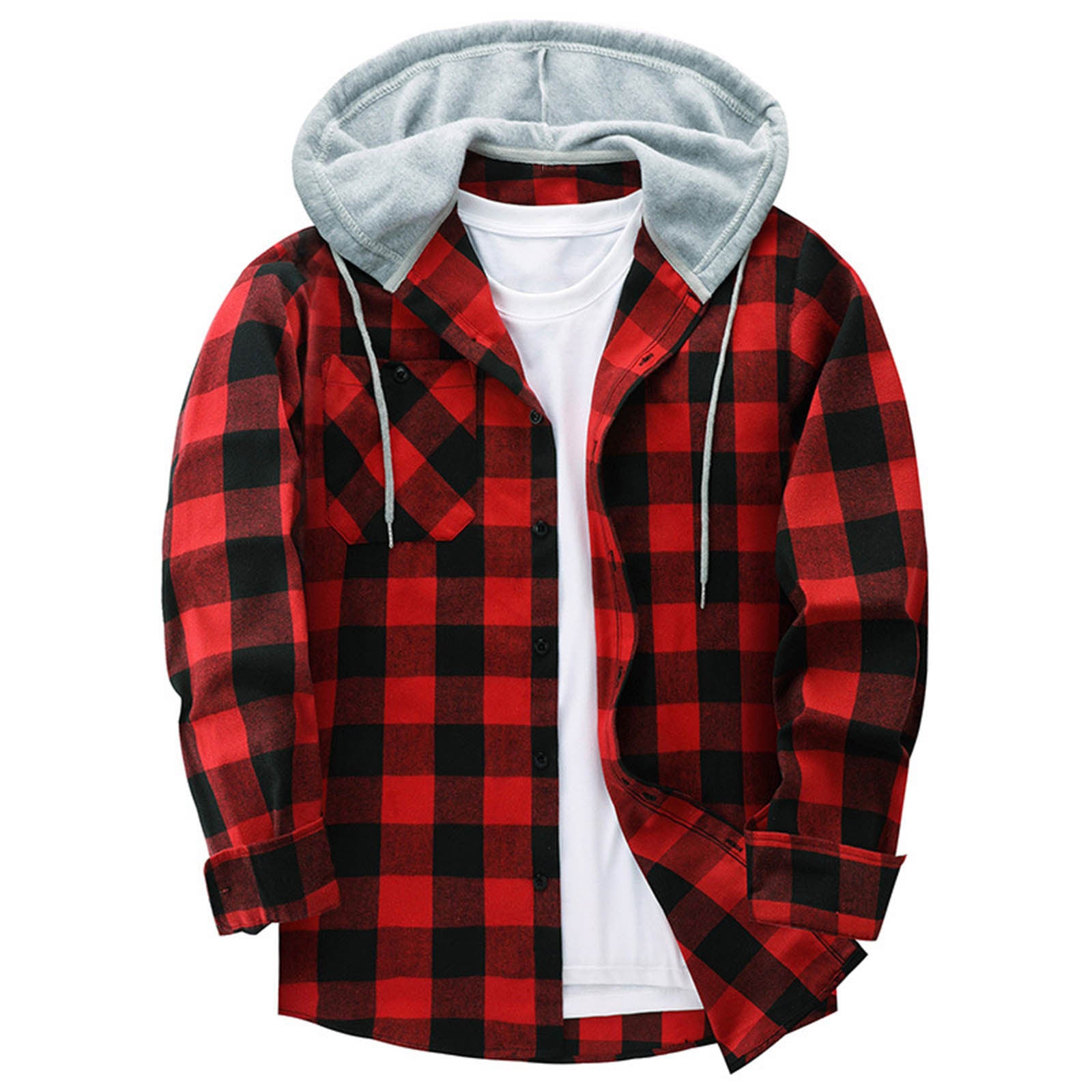 Hooded plaid shirt