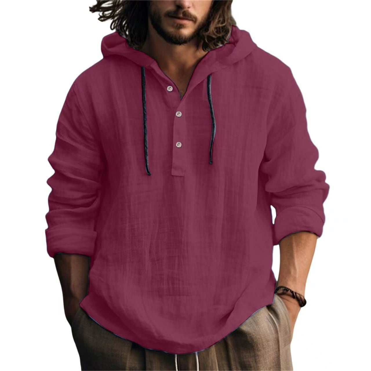 Long-sleeved casual solid color trendy hoodie