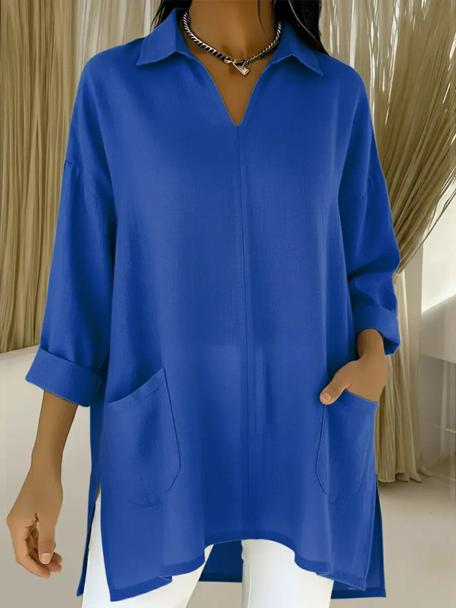 Women's Fashion Solid Color Thin Pocket Shirt