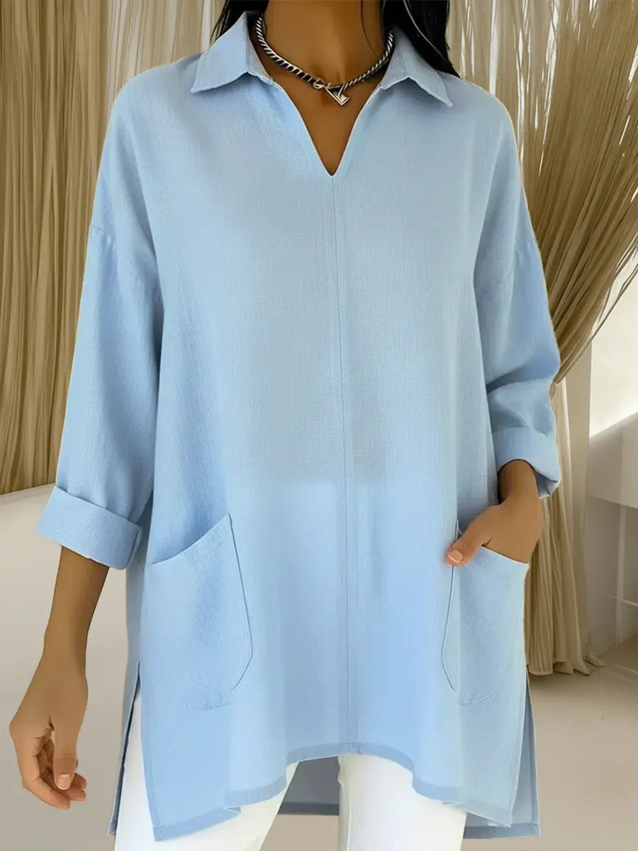 Women's Fashion Solid Color Thin Pocket Shirt