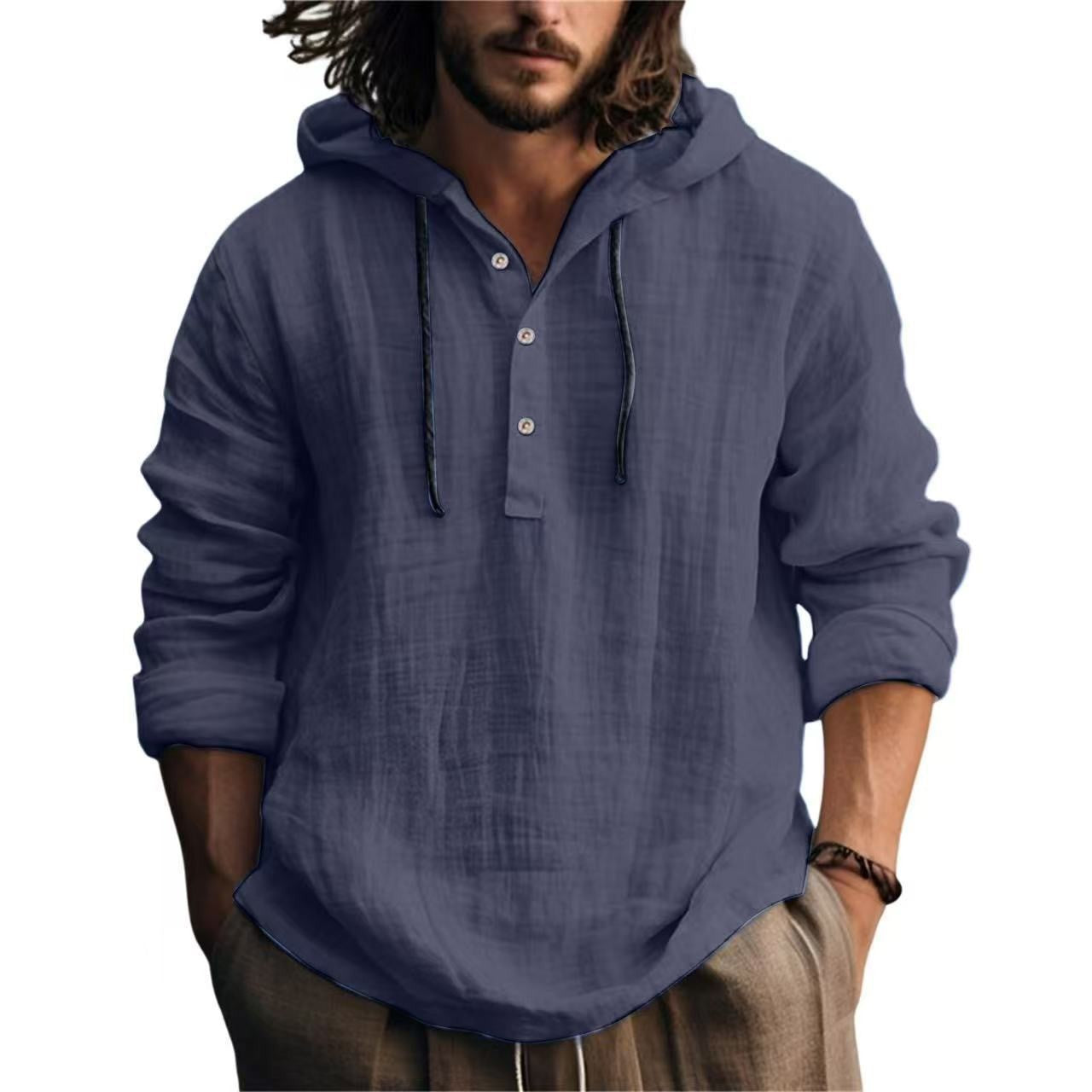 Long-sleeved casual solid color trendy hoodie