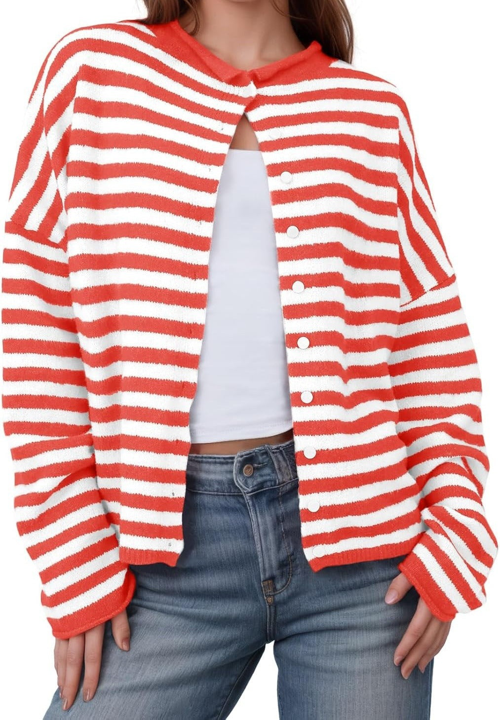 Striped cardigan sweater cardigan