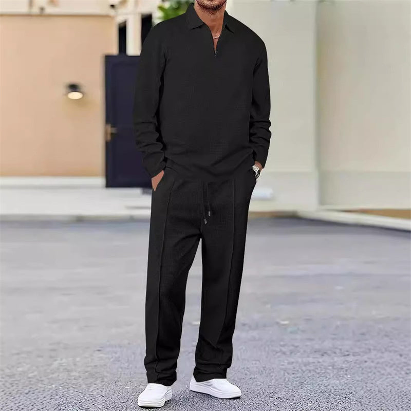 Men's solid color plaid casual suit