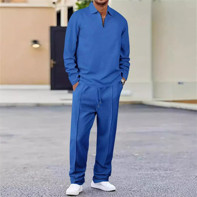 Men's solid color plaid casual suit