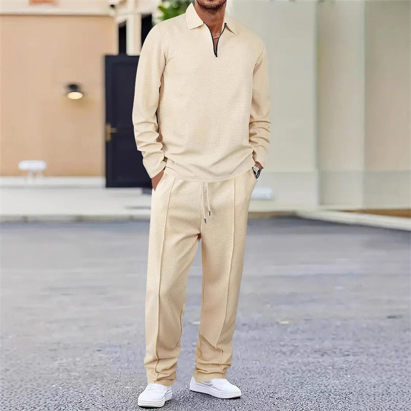 Men's solid color plaid casual suit