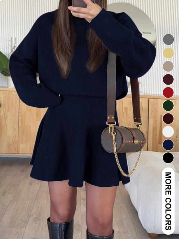 Elegant Knitted Autumn/Winter New European and American Style Two-Piece Set