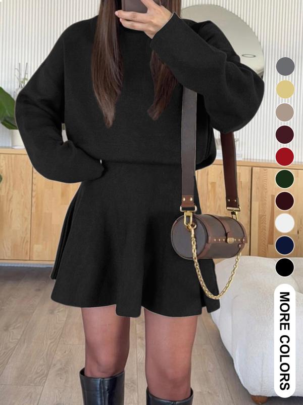 Elegant Knitted Autumn/Winter New European and American Style Two-Piece Set